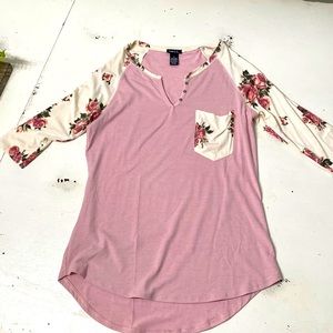 Cream and rose baseball tee